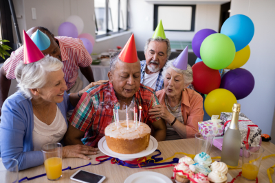 senior people celebrating birthday